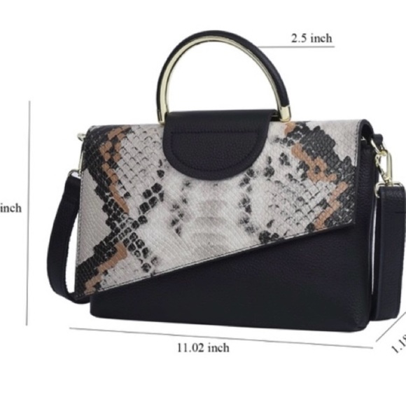 New Genuine Leather Snake Print Handbag - Picture 2 of 6